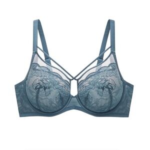 Gemma FlexWire Strappy Unpadded Bra, Foggy Blue- 40H.  NWT